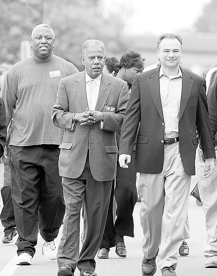 Donald McEachin, Sen. Henry Marsh and Tim Kaine at the Gold Bowl in 2005.