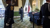 The changing of the guard took place in the Old Senate Chamber at the Virginia Capitol as Sen. Henry L. Marsh III lay in state on Jan. 30. He died on Jan. 23, 2025, at age 91.