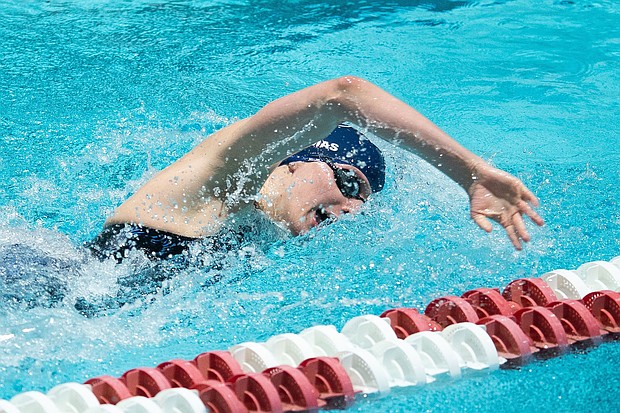 University of Pennsylvania swimmer Lia Thomas swims the 500 freestyle during the 2022 Ivy League Womens Swimming and Diving Championships.
Mandatory Credit:	Kathryn Riley/Getty Images via CNN Newsource