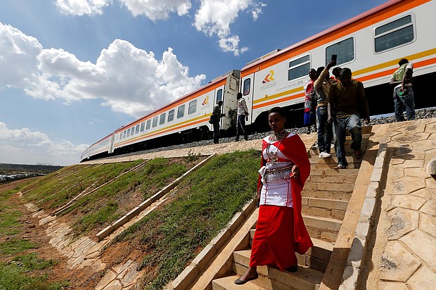 A train on the Standard Gauge Railway line constructed by the China Road and Bridge Corporation and financed by Chinese government in Kimuka, Kenya, in 2019.
Mandatory Credit:	Thomas Mukoya/Reuters via CNN Newsource
Dateline:	Not available