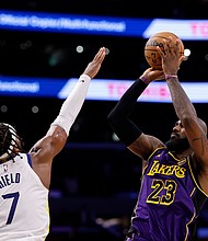 LeBron James scored a season-high 42 points on Thursday.
Mandatory Credit:	Kevork Djansezian/AP via CNN Newsource