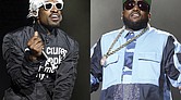 This combination of photos shows André 3000, left, and Big Boi of Outkast performing at Lollapalooza in Chicago’s Grant Park on Aug. 2, 2014.