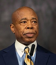 New York City Mayor Eric Adams speaks during a press conference at City Hall following a meeting with President-elect Donald Trump's incoming "border czar" Tom Homan, Thursday, Dec. 12, 2024, in New York.
Mandatory Credit:	Yuki Iwamura/AP/File via CNN Newsource