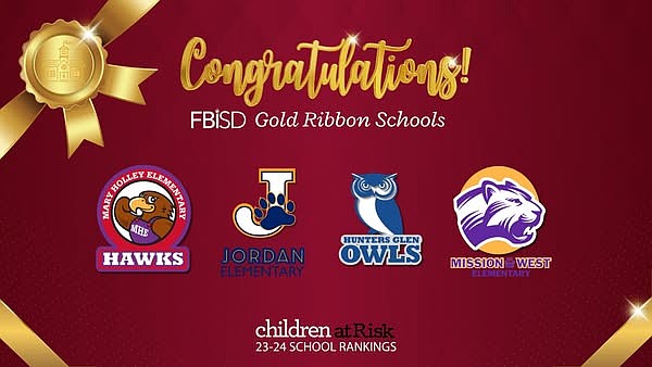 Fort Bend ISD elementary schools' Holley, Jordan, Hunters Glen, and Mission West