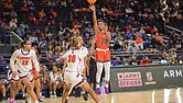 Virginia State University’s Alexa Blake shoots, scores in a game against Lincoln University in last year’s tournament.