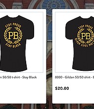 The “Stay Proud, Stay Black” and “Stay
Proud, Black Lives Matter” shirts for
sale by the Metropolitan AME Church in
Washington.