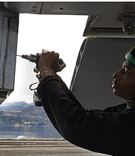 Aviation Structural Mechanic Airman Kyshaun Brownlee, 
GREECE
02.16.2025
Photo by Seaman Apprentice Madelyn Cuevas 
USS Harry S Truman