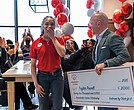 Taylor Powell, 16, a Rise Academy student and Chick-fil-A employee, was surprised with a $25,000 scholarship from Chick-fil-A. CEO Andrew T. Cathy on Feb. 26. Powell is one of 13 recipients nationwide to receive the award through the Chick-fil-A Remarkable Futures Scholarships program.