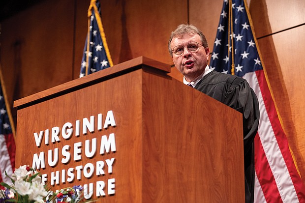 The Hon. David J. Novak, U.S. District Judge for the Eastern District of Virginia, lead the naturalization ceremony at the Virginia Museum of History and Culture on Presidents Day, Feb. 17. The event was held in partnership with the U.S. District Court for the Eastern District of Virginia and U.S. Citizenship and Immigration Services.