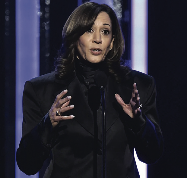 Former Vice President Kamala Harris accepts the Chairman’s Award Feb. 22 during the 56th NAACP Image Awards.