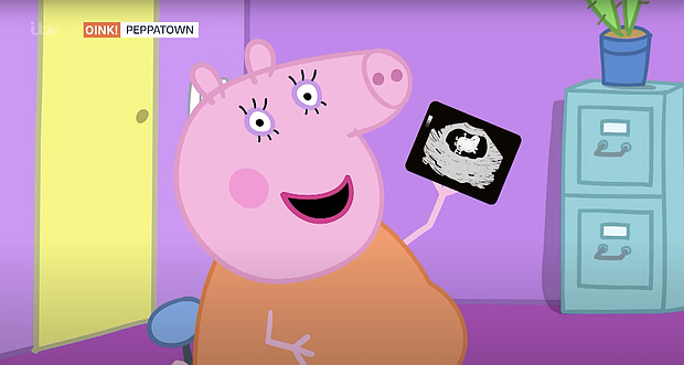 The moment that Mummy Pig announced her big news on British TV.
Mandatory Credit:	Good Morning Britain via CNN Newsource