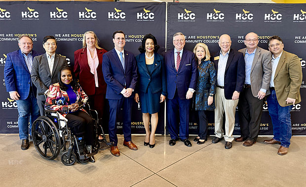 Dr. Michael Webster, President of HCC Southwest; Jim Rice, Fort Bend Chamber of Commerce Chairman; and Dr. Margaret Ford, HCC, Chancellor