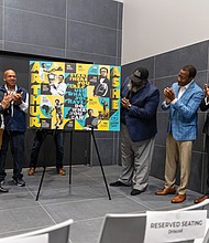 A mural celebrating Arthur Ashe and commemorating 50 years since his historic Wimbledon victory is added to the Virginia Sports Hall of Fame. Displayed at the Henrico Sports & Events Center, this artwork by local artist Hezekiah Baylor portrays Ashe’s journey to becoming a global tennis icon.
