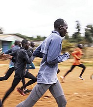 Athletes undergo a training session Jan. 31 at Kamariny Stadium in Iten, Elgeyo Marakwet County, Kenya.