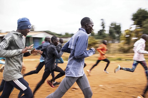 Athletes undergo a training session Jan. 31 at Kamariny Stadium in Iten, Elgeyo Marakwet County, Kenya.