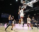 Virginia State’s Jacob Cooper makes a layup during the 2025 CIAA Men’s Basketball Tournament Championship game, helping lead the Trojans to a 71-64 victory over Bluefield State.