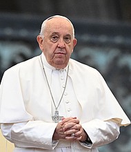 Pope Francis looks on during the weekly general audience on October 23, 2024 at St Peter's square in The Vatican.
Mandatory Credit:	Tiziana Fabi/AFP/Getty Images via CNN Newsource