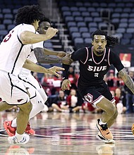 The SIUE Cougars were the first team to book their spot in the 2025 March Madness.
Mandatory Credit:	Michael Allio/Icon Sportswire/AP via CNN Newsource