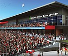 Artist rendering of the Atlantic Union Bank Lounge at CarMax Park, featuring premium seating and panoramic views of the field. The 6,000-square-foot space will open in 2026 as part of the new Richmond Flying Squirrels stadium.