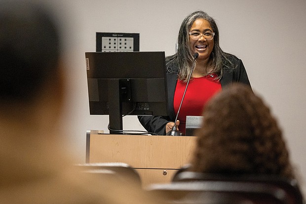 Felicia D. Cosby, dean of the Virginia Union University Technical College, announces the launch of the school’s second cohort of the doula certification program on Tuesday, March 18. In partnership with Birth In Color and the Virginia Department of Health, the program addresses racial disparities in maternal and infant health.