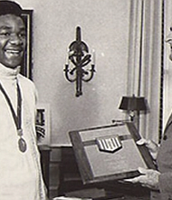 George Foreman visits the White House with President Lyndon Johnson after the 1968 Olympics/credit IG-biggeorgeforeman