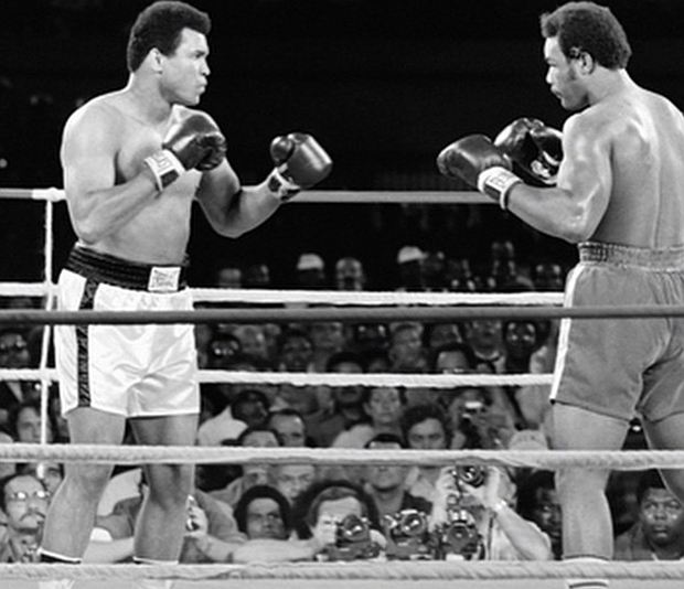 George Foreman in the ring with Muhammad Ali - The Rumble in the Jungle/credit IG-biggeorgeforeman