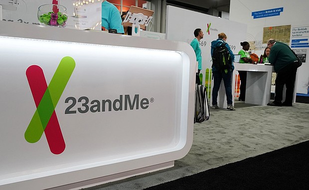 Attendees visit the 23andMe booth at the RootsTech annual genealogical event in Salt Lake City, Utah, on February 28, 2019.
Mandatory Credit:	George Frey/Reuters via CNN Newsource
