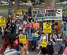 Richmond residents and VCU students gathered at Monroe Park on Wednesday, March 19, to protest the resumption of Israeli airstrikes on Gaza. The demonstration, organized by the Party for Socialism and Liberation Virginia, called for an end to the conflict in Palestine and the release of Palestinian activist Mahmoud Khalil, who was arrested earlier this month by federal immigration authorities and faces deportation. (Julianne Tripp Hillian / Richmond Free Press)