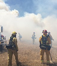 Wildland firefighters are regularly exposed to carcinogens. Two-thirds of firefighters die from job-related cancer, according to the International Association of Firefighters.
Mandatory Credit:	Matt Rahn/The Wildfire Conservancy via CNN Newsource