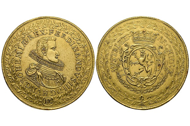 Among the items going under the hammer is a 100 ducat gold coin of Ferdinand III of Habsburg, which was minted in 1629.
Mandatory Credit:	Courtesy Flint Culture via CNN Newsource