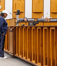 Priscilla Peebles, a custodian at the City’s Social Services building, spoke at the City Council meeting on Monday, March 24, addressing the issue of unfair wages for contract workers such as herself.