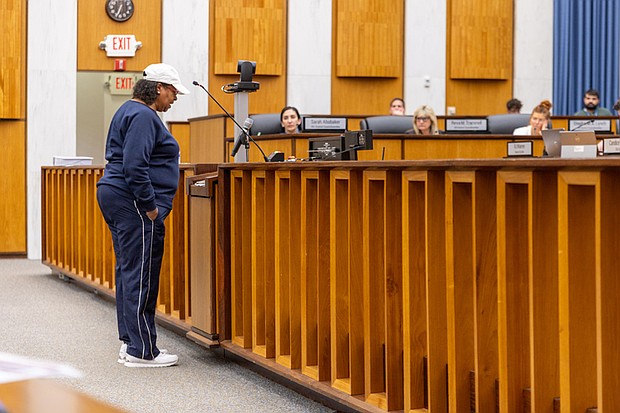 Priscilla Peebles, a custodian at the City’s Social Services building, spoke at the City Council meeting on Monday, March 24, addressing the issue of unfair wages for contract workers such as herself.