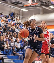 Lindsey Shoulders, representing the Glen Allen Jaguars on the North All-Stars team, competes in the DTLR Sports 804 All-Star Game.
