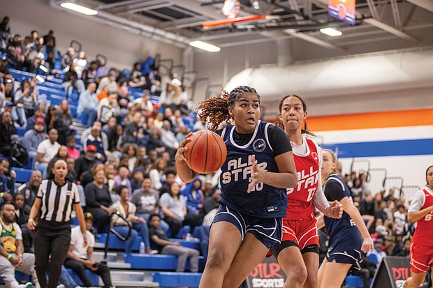 Lindsey Shoulders, representing the Glen Allen Jaguars on the North All-Stars team, competes in the DTLR Sports 804 All-Star Game.