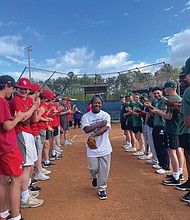 Rows of applause from players at last year’s Pass the Hat Event, an annual game between Benedictine College Preparatory and St. Christopher’s School to raise funds and awareness for Jacob’s Chance’s inclusive and accessible programs.