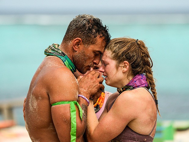 Joe Hunter and Eva Erickson star in season 48, episode 5 of "Survivor".
Mandatory Credit:	Robert Voets/CBS Entertainment via CNN Newsource