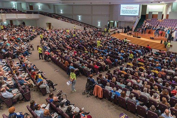Before a crowd of thousands at the RISC Nehemiah Action Assembly on March 25 at St. Paul’s Baptist Church, Mayor Danny Avula faces tough questions about Richmond’s plans for gun violence prevention and affordable housing funding.