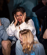 Nicole Heaston portrays Claire Devon in “The Listeners” at the Lyric Opera. PHOTO PROVIDED BY LYRIC OPERA CHICAGO.