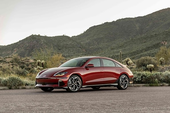 The 2025 Hyundai IONIQ 6 is photographed in Scottsdale, Arizona, on July 15, 2024.