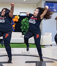 Precision step team members, My’Glasha, Mya and Kayla, perform during the State of the Teen Union, an event presented by the Richmond Police Department’s Community Youth and Intervention Services (CYIS) Unit on Monday, at the Virginia Union University Living and Learning Center.