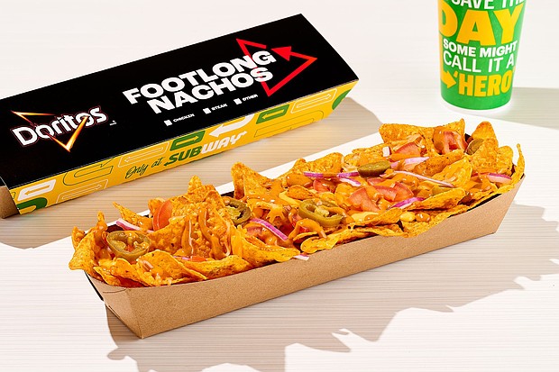 Subway is adding Doritos footlong nachos to its menu for $5.
Mandatory Credit:	Subway via CNN Newsource