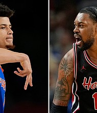 Florida guard Walter Clayton Jr and Houston forward J'Wan Roberts helped lead their teams to Monday's national championship game.
Mandatory Credit:	AP via CNN Newsource