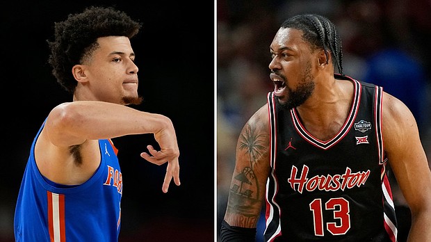 Florida guard Walter Clayton Jr and Houston forward J'Wan Roberts helped lead their teams to Monday's national championship game.
Mandatory Credit:	AP via CNN Newsource