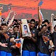 Florida celebrates after beating Houston in the national championship at the Final Four of the NCAA college basketball tournament.
Mandatory Credit:	Eric Gay/AP via CNN Newsource