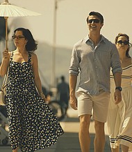 Jason Isaacs, Parker Posey, Patrick Schwarzenegger, Sarah Catherine Hook, Sam Nivola star in White Lotus season 3.
Mandatory Credit:	Fabio Lovino/HBO via CNN Newsource