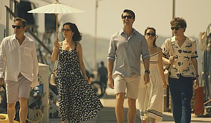 Jason Isaacs, Parker Posey, Patrick Schwarzenegger, Sarah Catherine Hook, Sam Nivola star in White Lotus season 3.
Mandatory Credit:	Fabio Lovino/HBO via CNN Newsource
