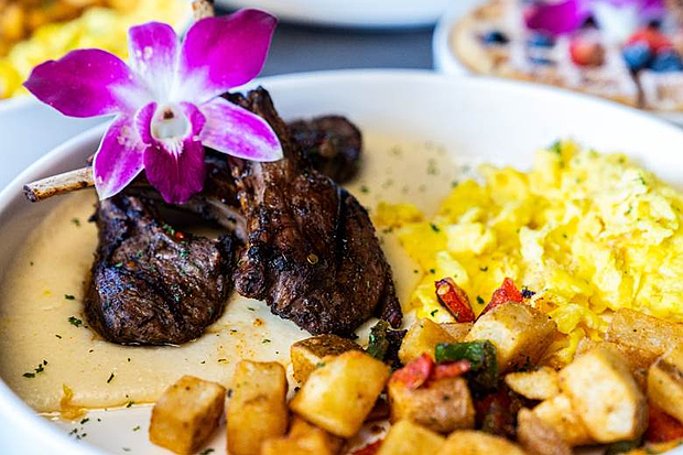 Lamb Chops & Grits, four sweet honey-glazed lamb chops served with creamy grits, scrambled eggs, and seasoned potatoes, stands to be a favorite on Sole Lounge’s new brunch menu.
Photo: Visual Influence