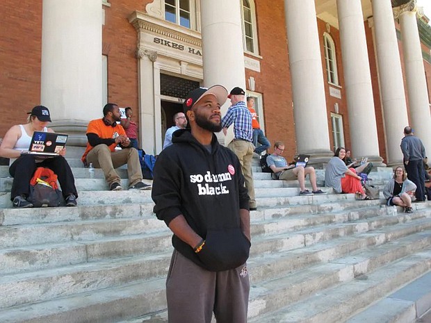 Then-Ph.D. student A.D. Carson, protests at Clemson University in 2016 with faculty, staff and students.