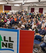 Community members fill the room at the Richmond Police Training Academy on Wednesday night to share feedback on a proposed section of the Fall Line Trail through Bryan Park. (photo Julianne Tripp Hillian/Richmond Free Press)