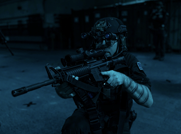 Master-at-Arms 2nd Class Eric Holy/Photo by Seaman Nathan Huang 
USS Iwo Jima (LHD 7)